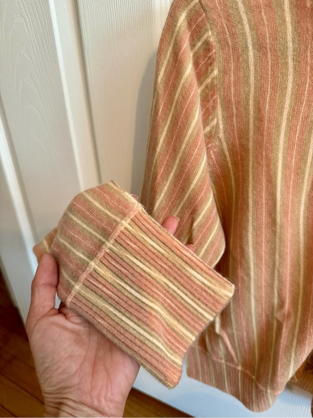 Free People Nocturnal Patterned Cashmere Cardi Peach Striped - Picture 4 of 6